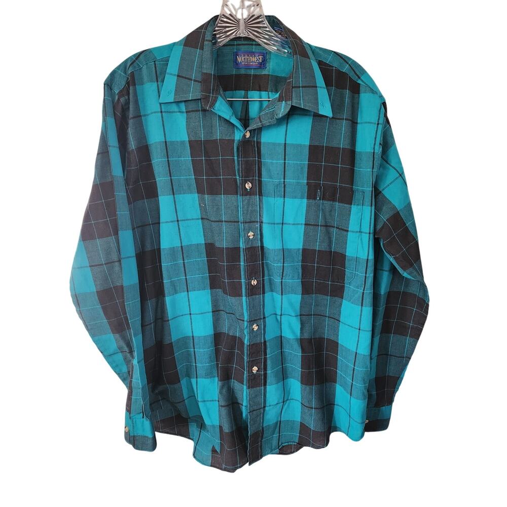 Great Northwest Plaid Button Down Long Sleeve Shirt Size Medium
